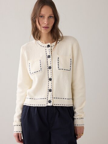 Summum Woman Cardigan frisee knit ivory