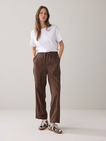 Summum Woman Trousers suedine leather coffee