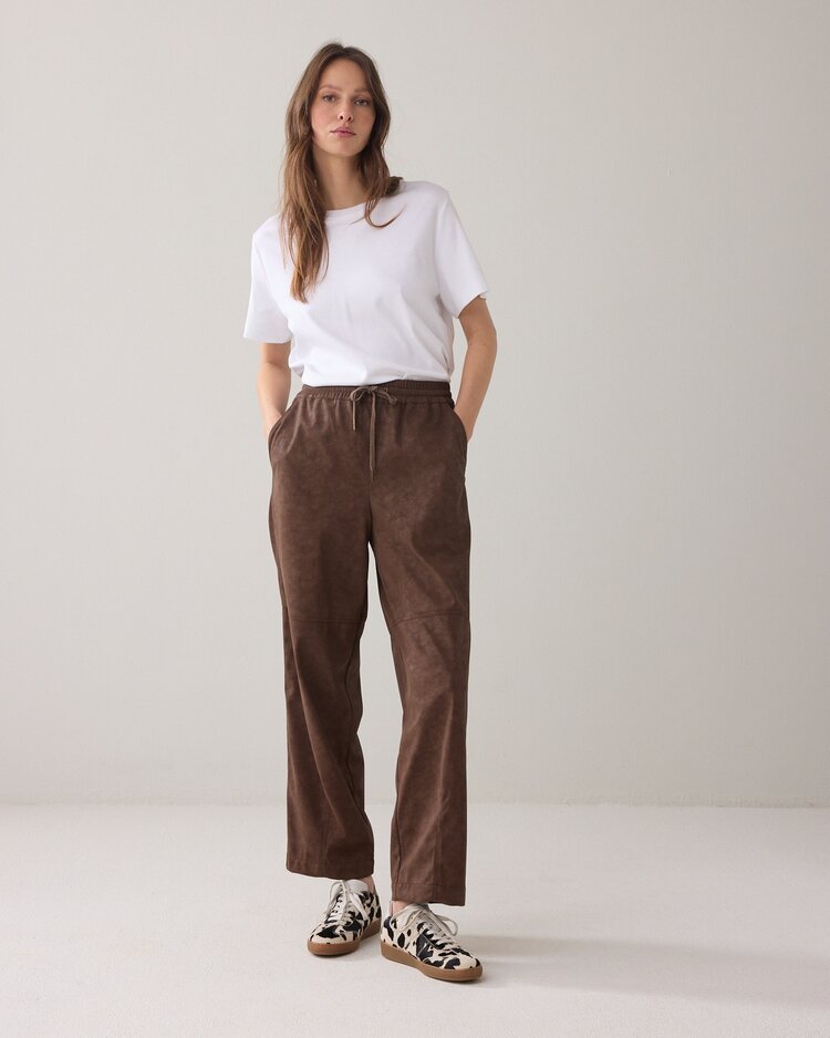 Summum Woman Trousers suedine leather coffee Summum Woman