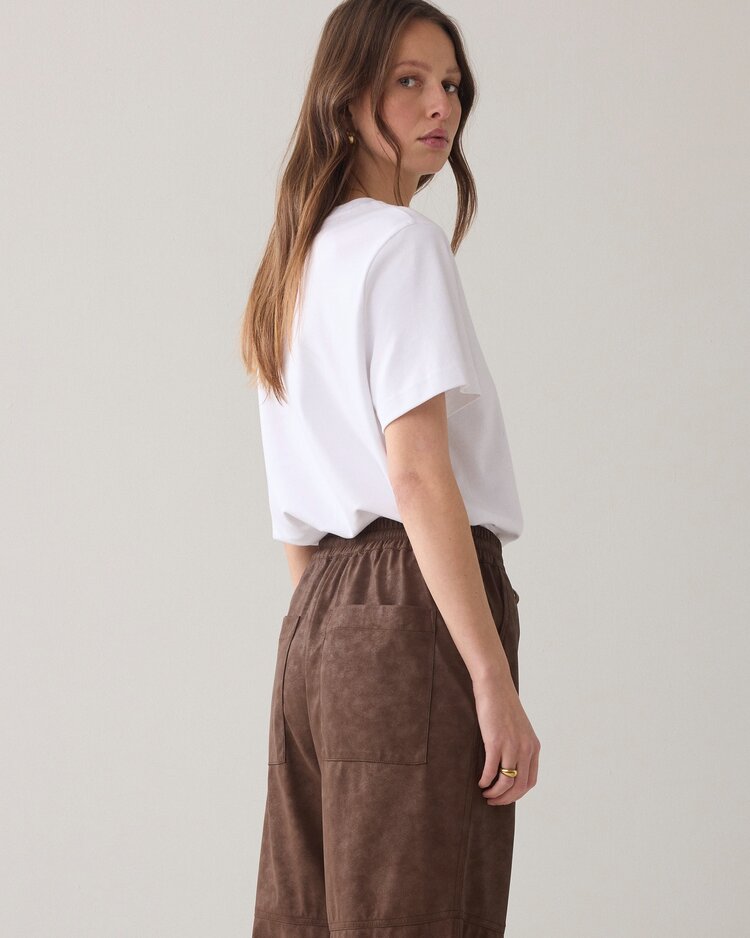 Summum Woman Trousers suedine leather coffee Summum Woman