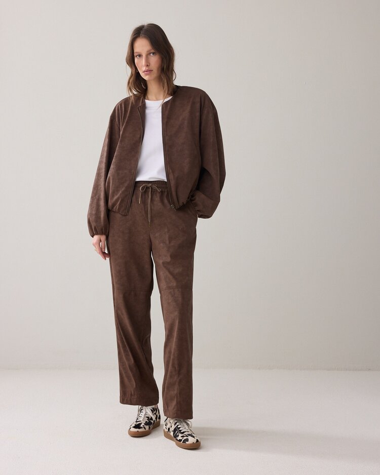 Summum Woman Trousers suedine leather coffee Summum Woman