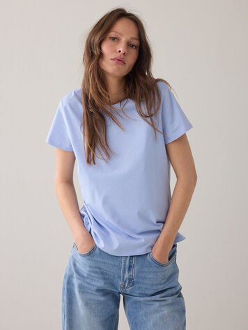 Summum Woman Top basic rhinestone soft blue