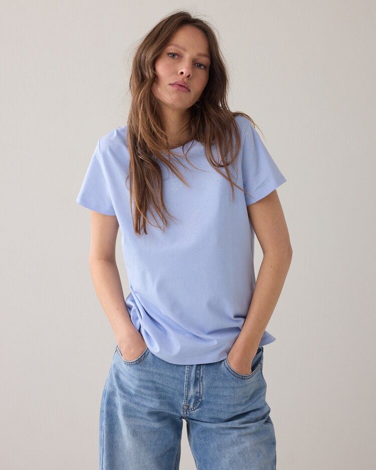 Summum Woman Top basic rhinestone soft blue Summum Woman