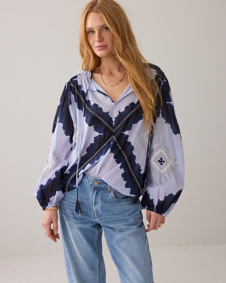 Summum Woman Top cotton voile tie&die soft blue Summum Woman