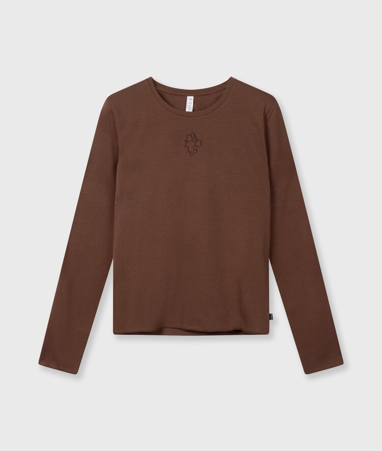 10DAYS Slim long sleeve tee dark truffle 10Days