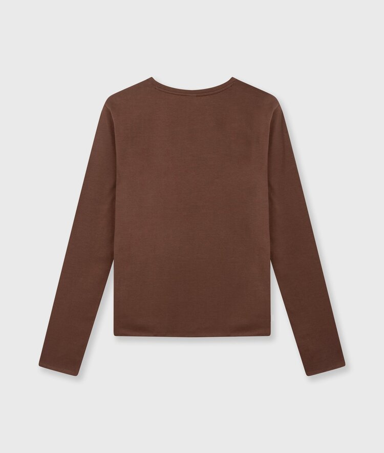 10DAYS Slim long sleeve tee dark truffle 10Days