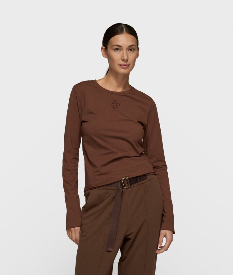 10DAYS Slim long sleeve tee dark truffle 10Days