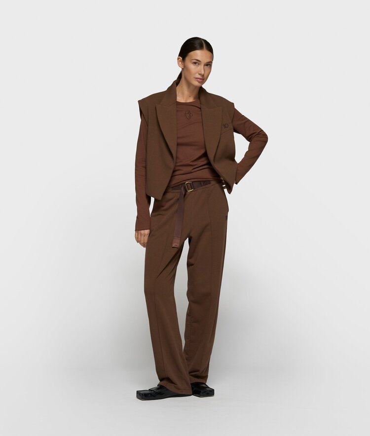 10DAYS Slim long sleeve tee dark truffle 10Days