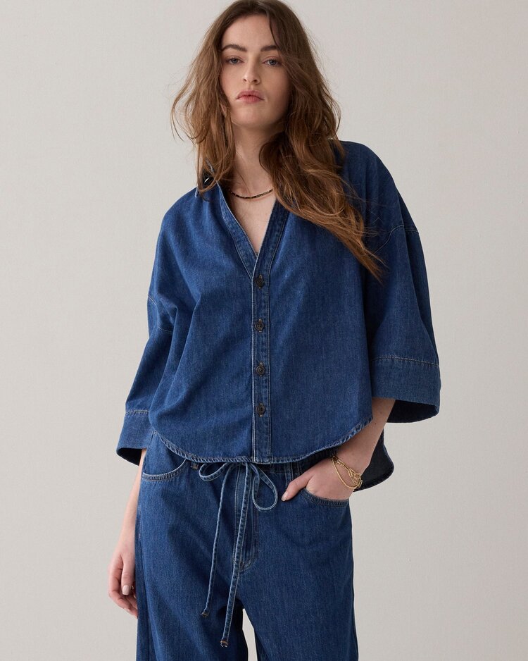 Summum Woman Blouse denim kimono light cotton twill Summum Woman