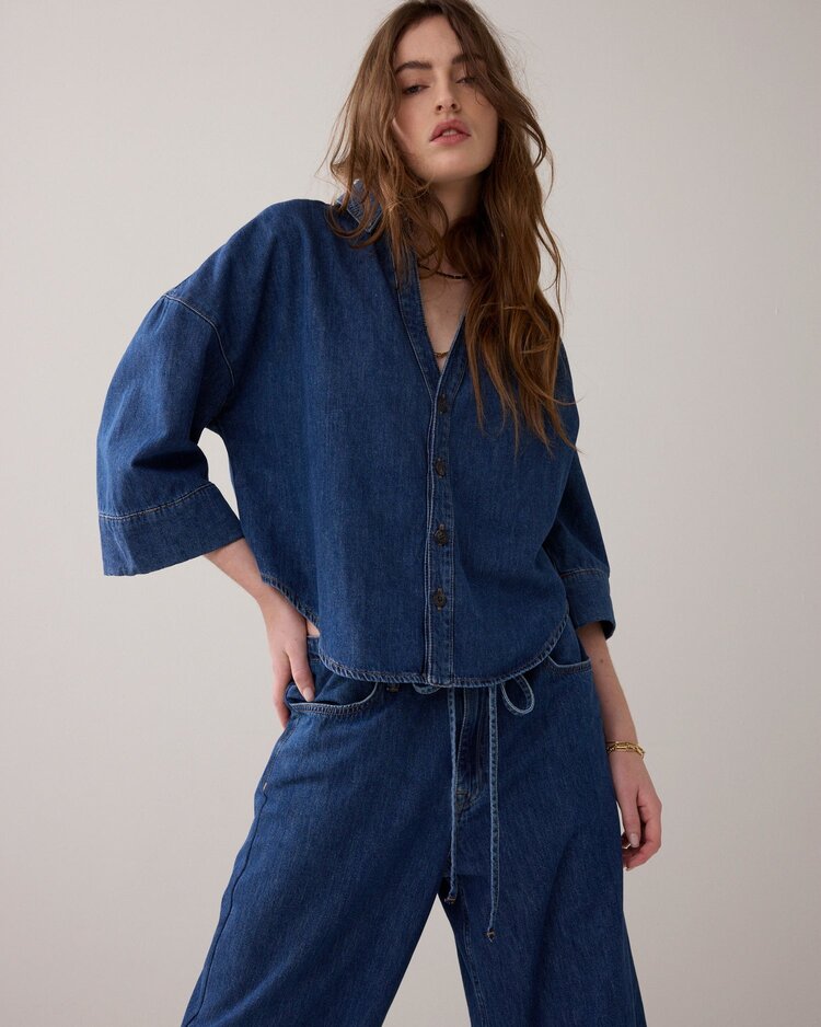 Summum Woman Blouse denim kimono light cotton twill Summum Woman