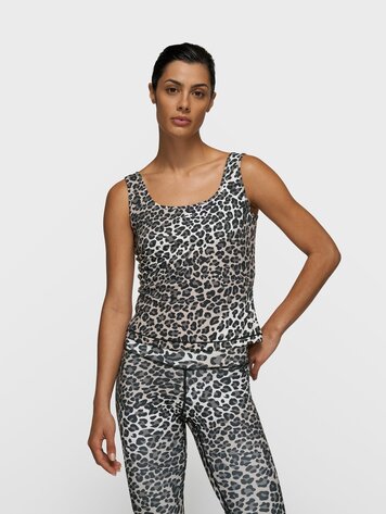 10DAYS Slimfit tanktop leopard ecru
