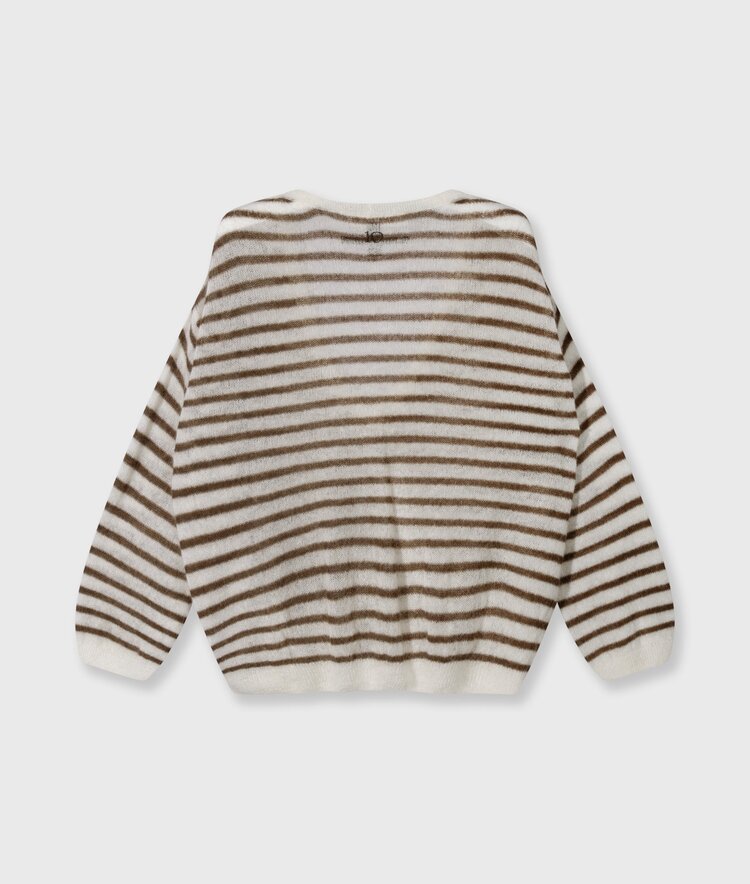 10DAYS Thin v-neck knit sweater dark truffle/ecru 10Days