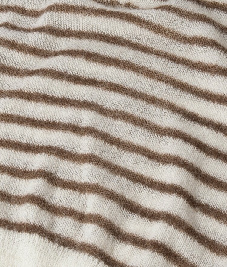 10DAYS Thin v-neck knit sweater dark truffle/ecru 10Days