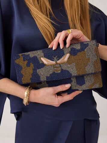 Summum Woman Bag beaded clutch midnight blue