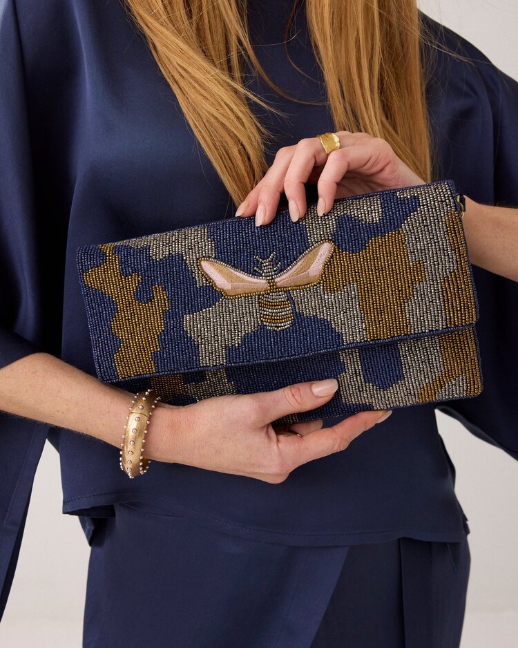 Summum Woman Bag beaded clutch midnight blue Summum Woman