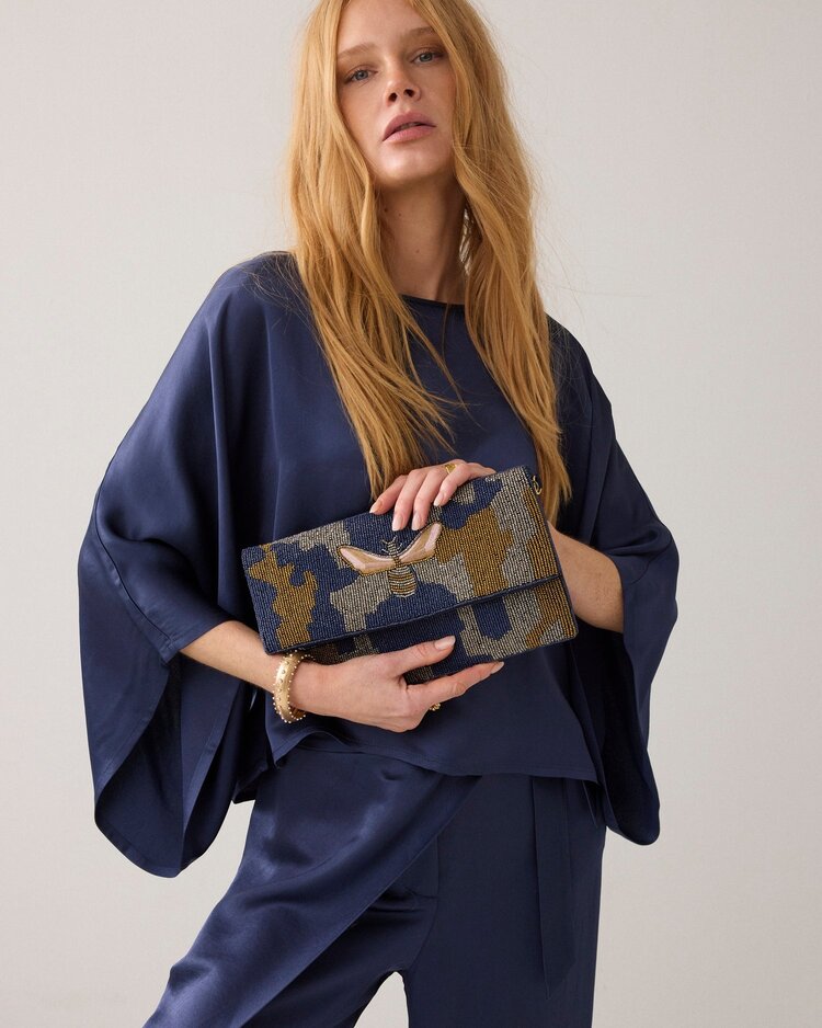 Summum Woman Bag beaded clutch midnight blue Summum Woman