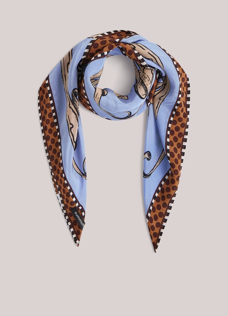 Summum Woman Scarf satin small soft blue Summum Woman