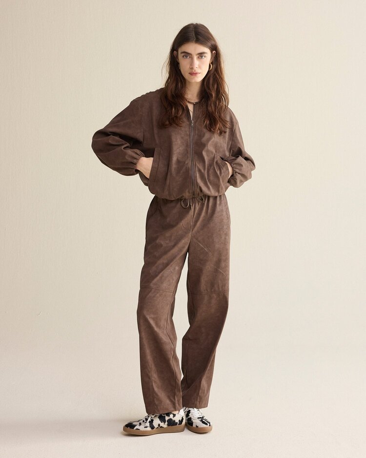 Summum Woman Jacket suedine leather coffee Summum Woman