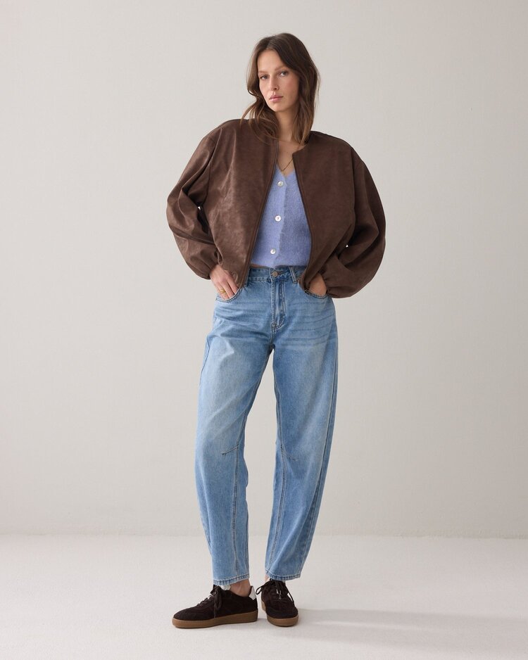 Summum Woman Jacket suedine leather coffee Summum Woman