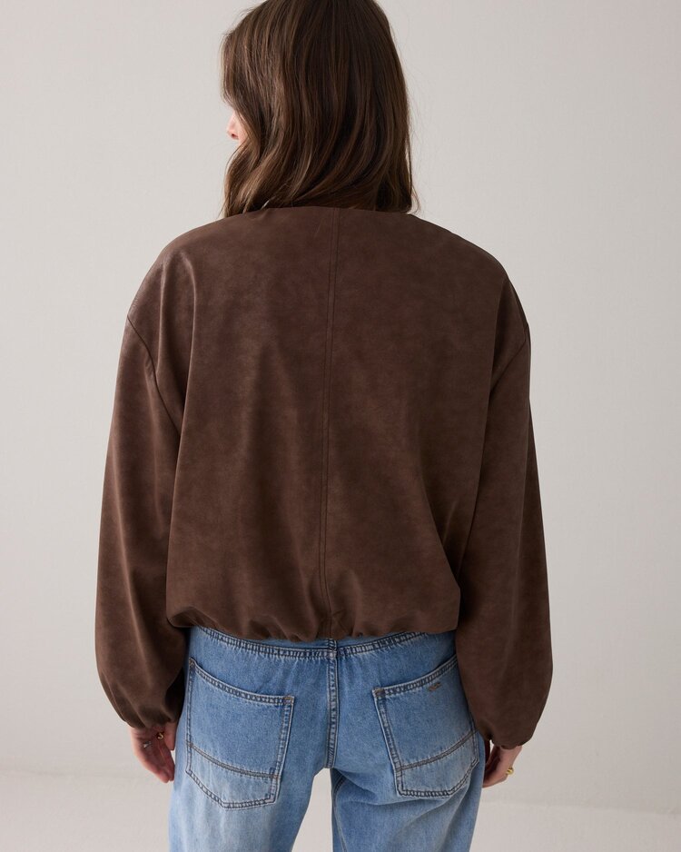 Summum Woman Jacket suedine leather coffee Summum Woman