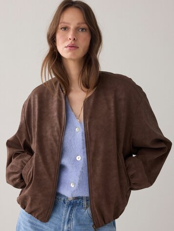 Summum Woman Jacket suedine leather coffee