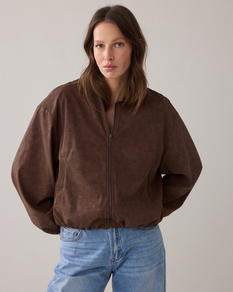 Summum Woman Jacket suedine leather coffee Summum Woman