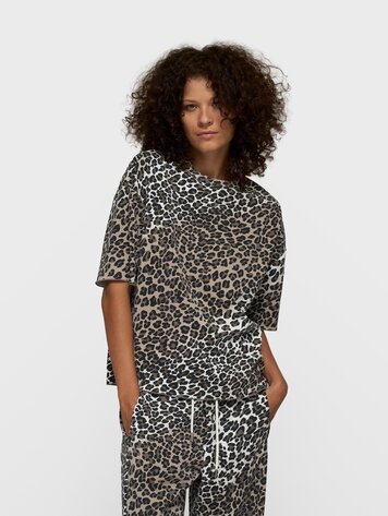 10DAYS Soft scuba tee leopard ecru
