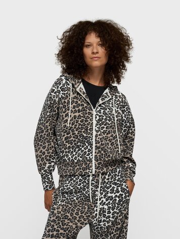 10DAYS Soft scuba hoodie leopard ecru