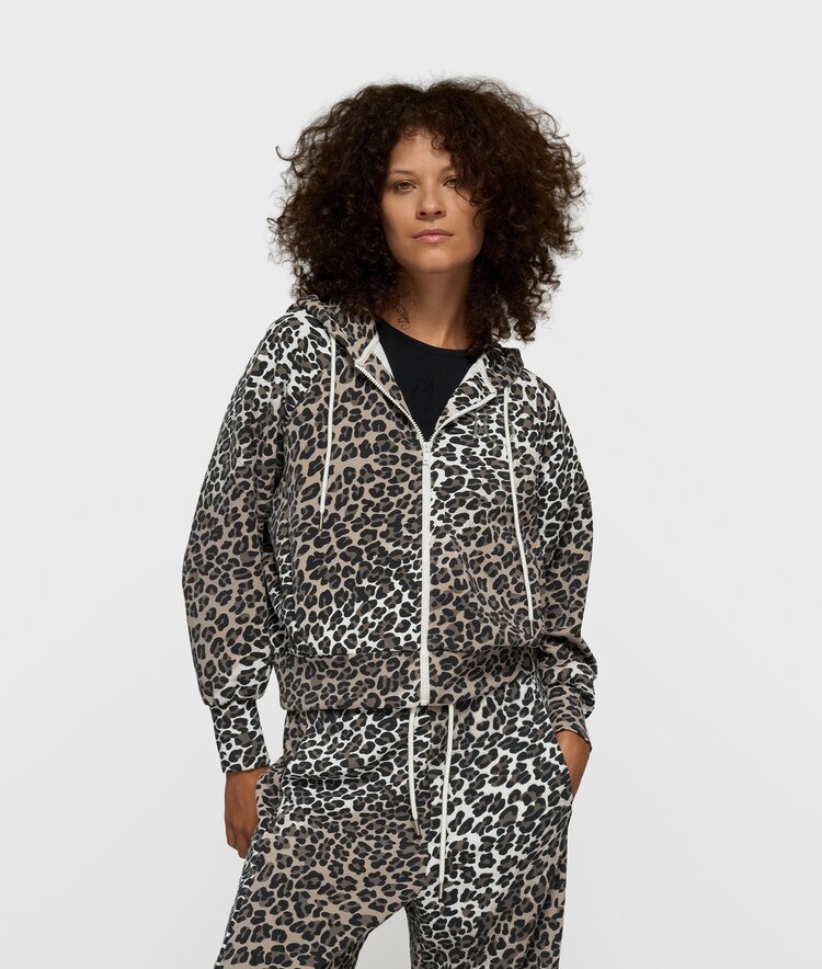10DAYS Soft scuba hoodie leopard ecru 10Days