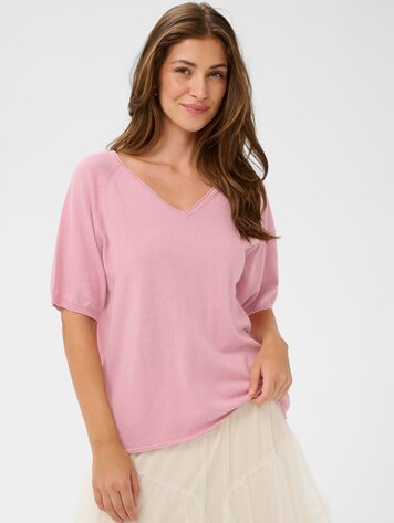 Cream Romane knit blouse pink nectar