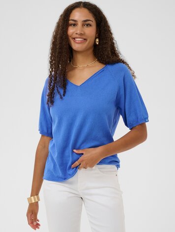 Cream Romane knit blouse palace blue