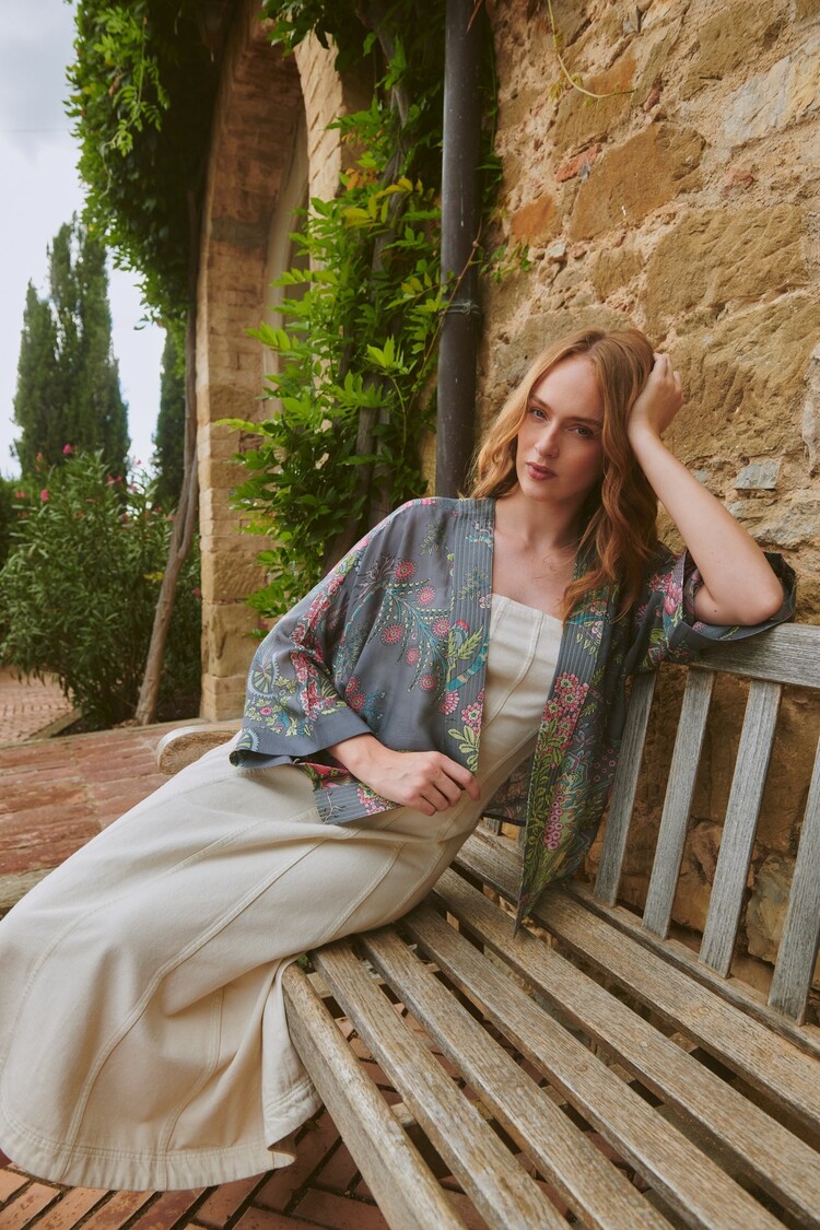 One Hundred Stars Kimono Boho Garden Grey One Hundred Stars
