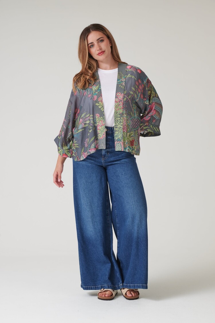 One Hundred Stars Kimono Boho Garden Grey One Hundred Stars