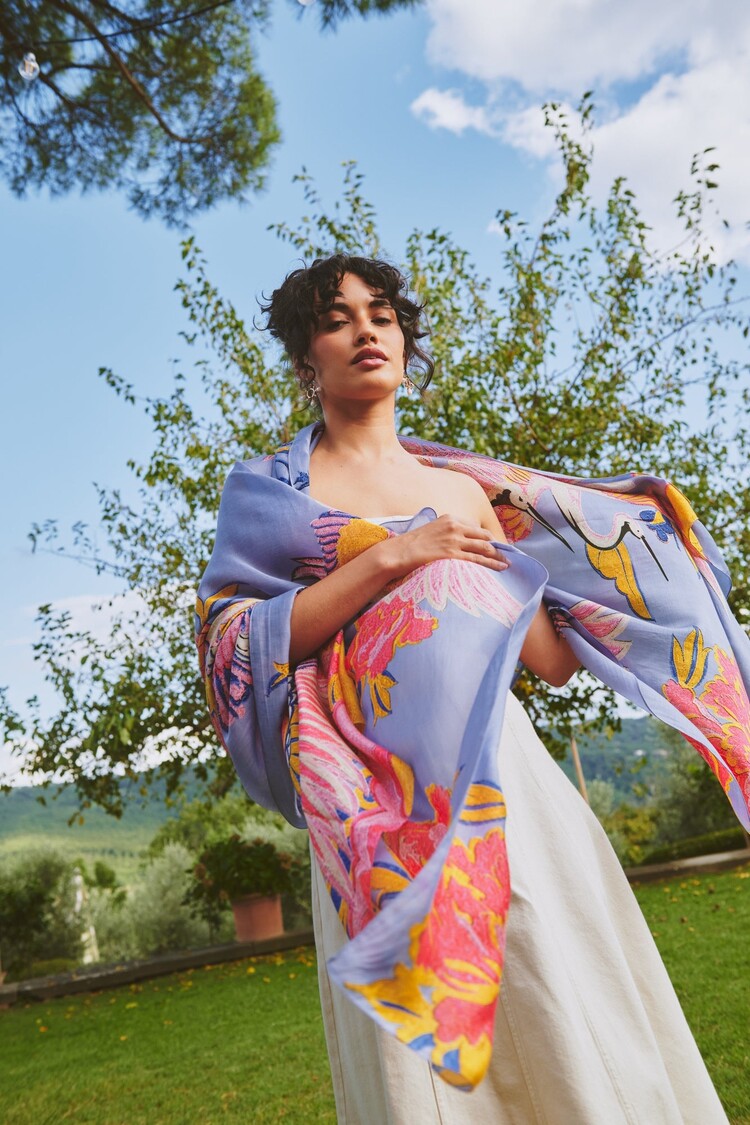 One Hundred Stars Scarf Crane Periwinkle One Hundred Stars