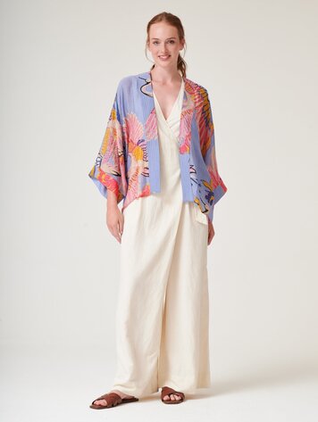 One Hundred Stars Kimono Crane Periwinkle