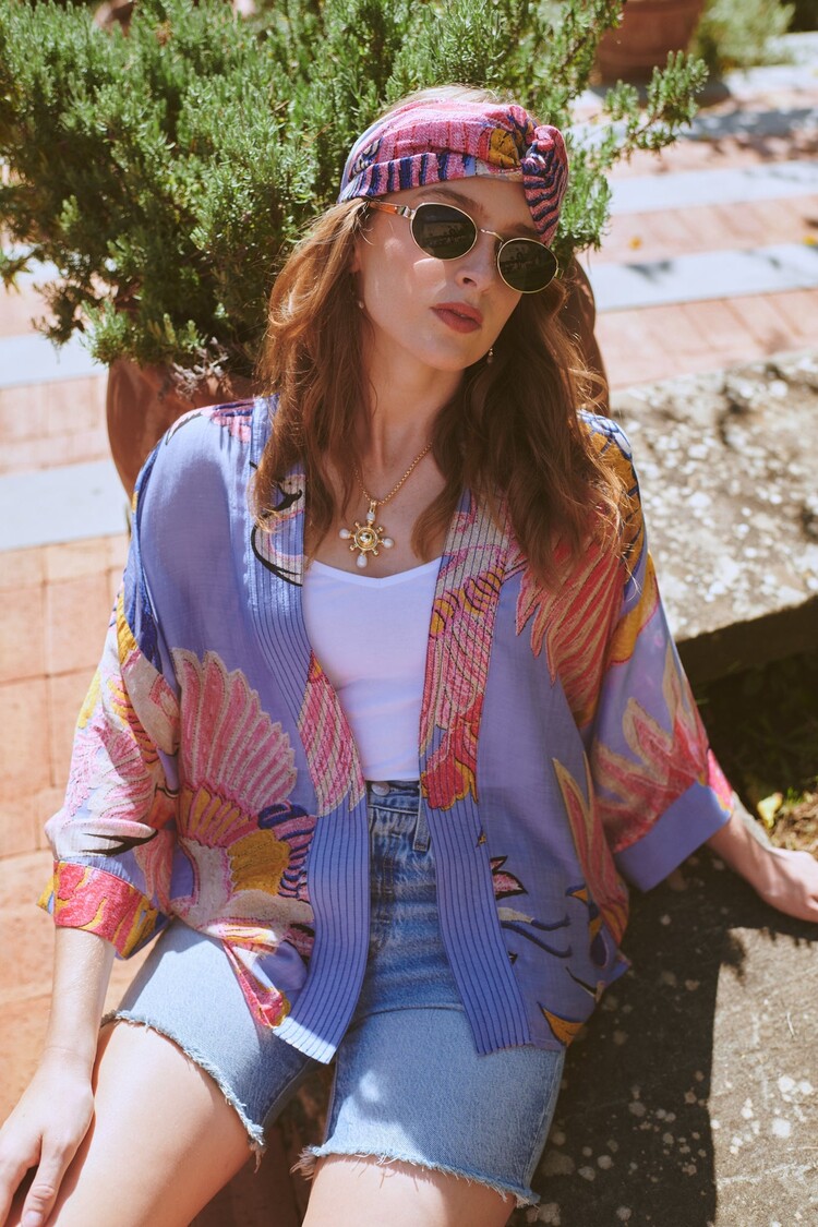 One Hundred Stars Kimono Crane Periwinkle One Hundred Stars