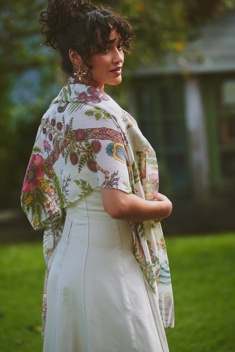 One Hundred Stars Scarf Boho Garden Ecru One Hundred Stars