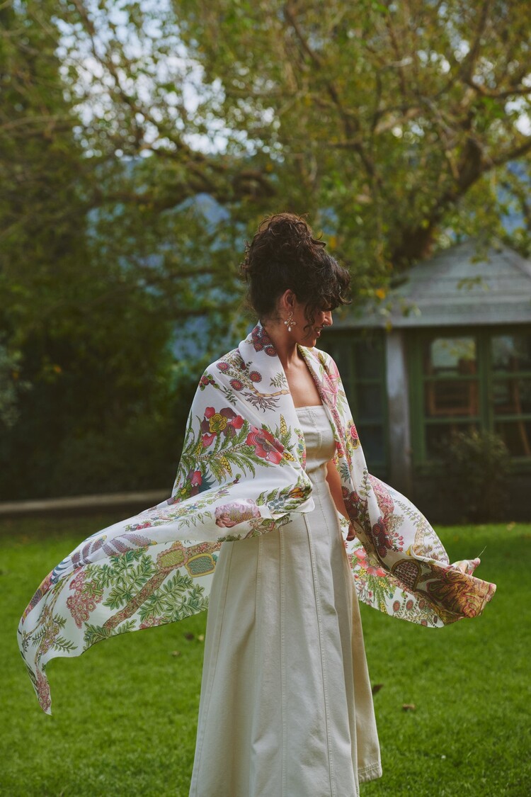 One Hundred Stars Scarf Boho Garden Ecru One Hundred Stars