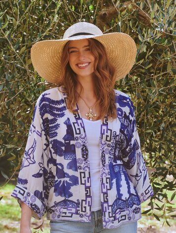 One Hundred Stars Kimono Giant Willow Blue