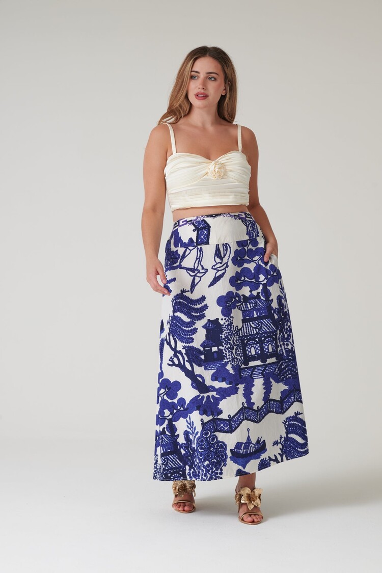 One Hundred Stars A-line Maxi Skirt Giant Willow Blue One Hundred Stars