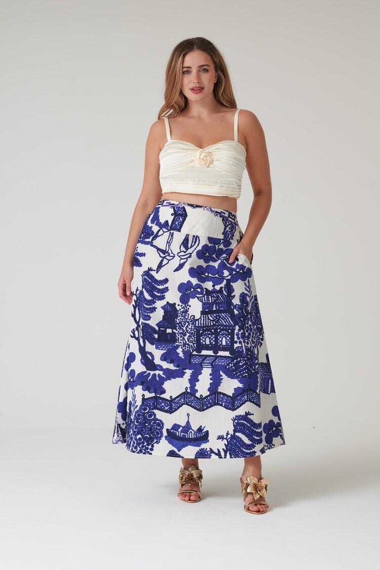 One Hundred Stars A-line Maxi Skirt Giant Willow Blue One Hundred Stars
