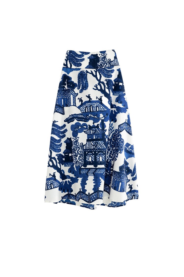 One Hundred Stars A-line Maxi Skirt Giant Willow Blue One Hundred Stars