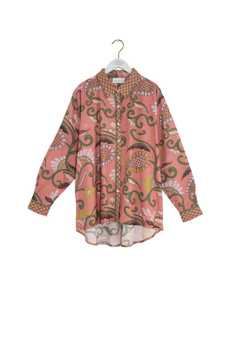 One Hundred Stars Oversized Shirt Giant Kantha Dusk One Hundred Stars