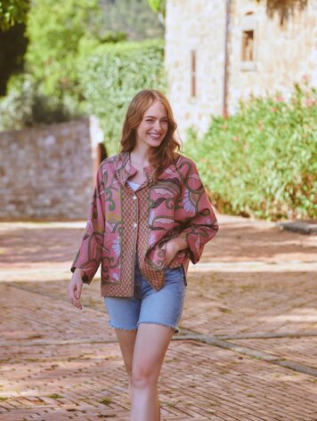 One Hundred Stars Summer Jacket Giant Kantha Dusk