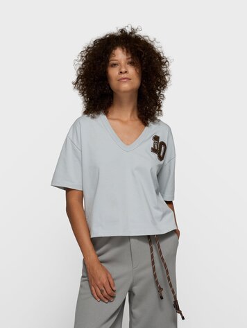 10DAYS Thick cotton v-neck tee clean blue