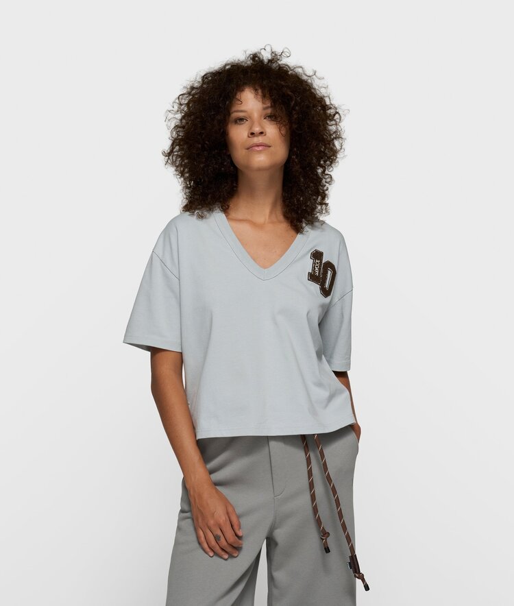 10DAYS Thick cotton v-neck tee clean blue 10Days