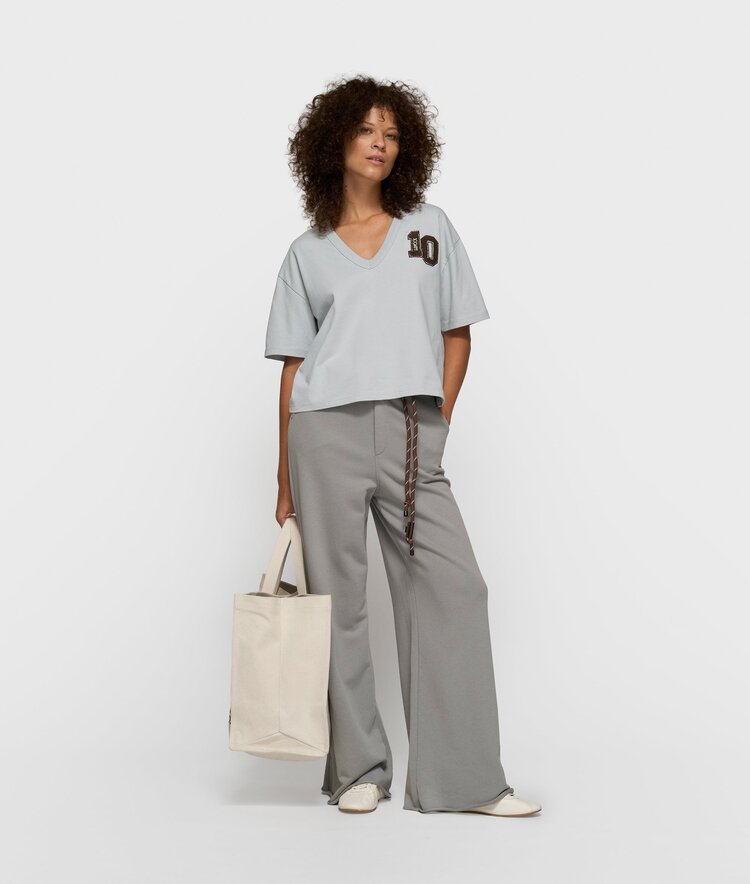 10DAYS Thick cotton v-neck tee clean blue 10Days