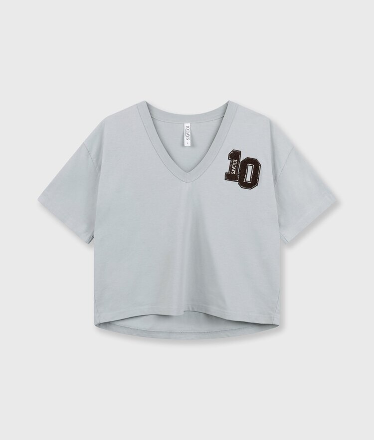 10DAYS Thick cotton v-neck tee clean blue 10Days