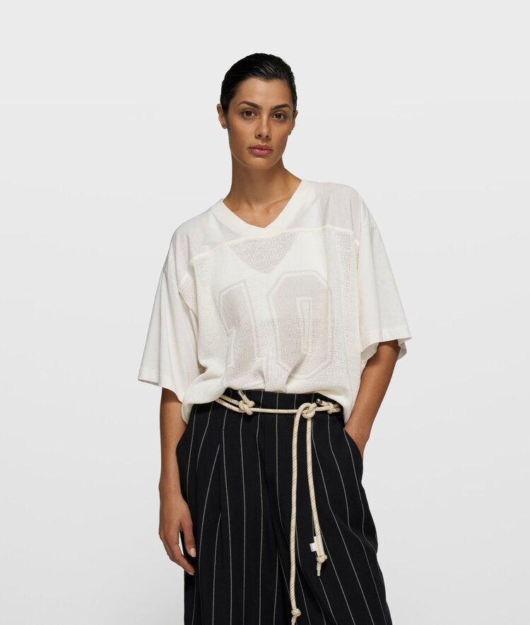 10DAYS Mesh baseball tee ecru 10Days