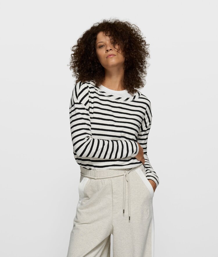 10DAYS Long sleeve tee stripes ecru/black 10Days